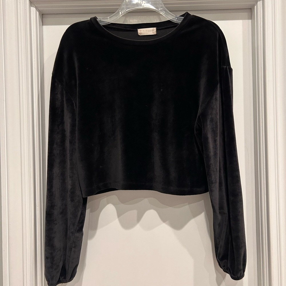 Altar’d State Black Velvet Crop Top